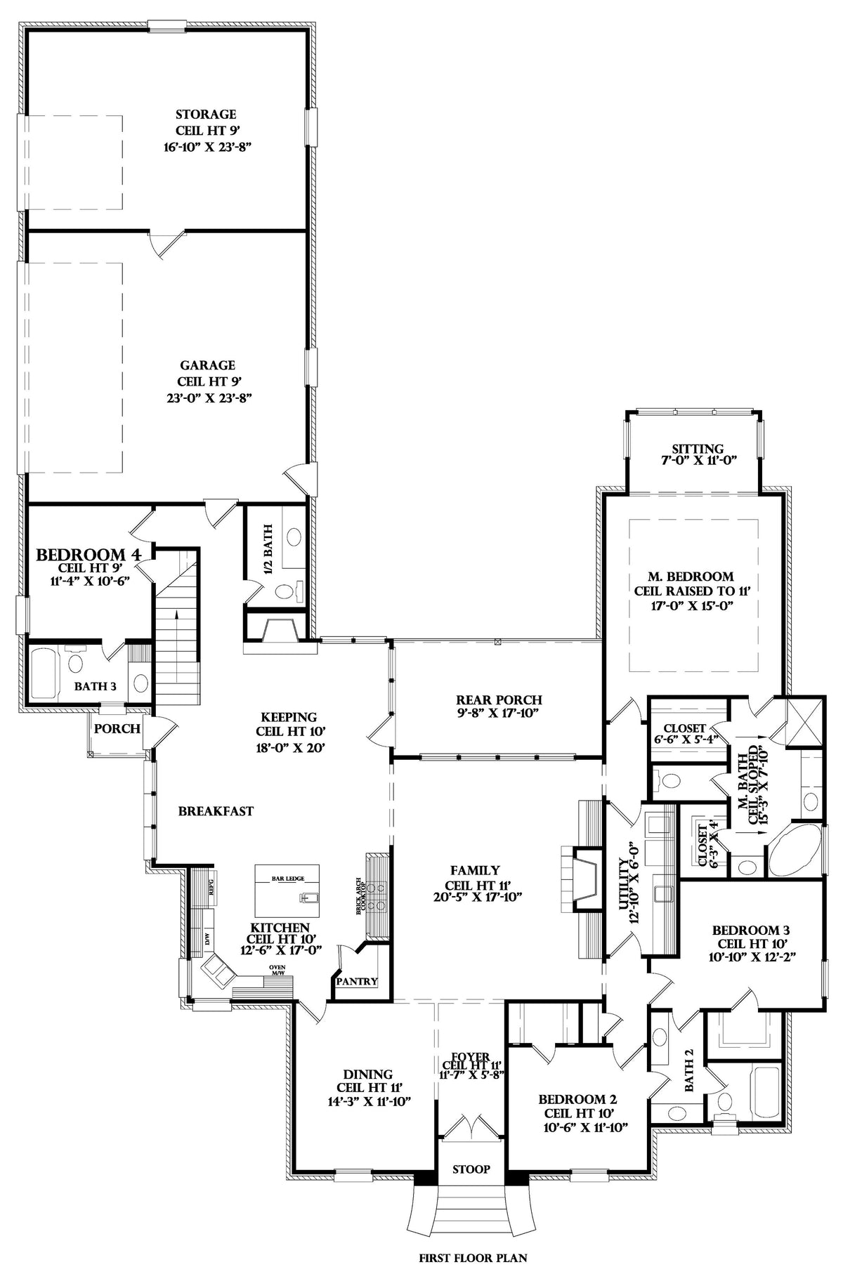 First Floor plan for the Ponchartrain house plan