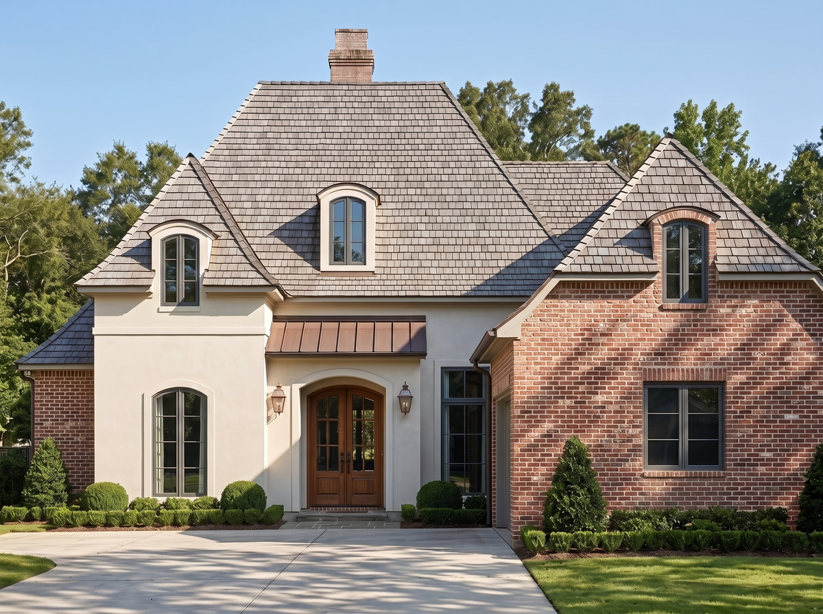 Pyrenees house plan — front elevation render, Acadiana Home Design