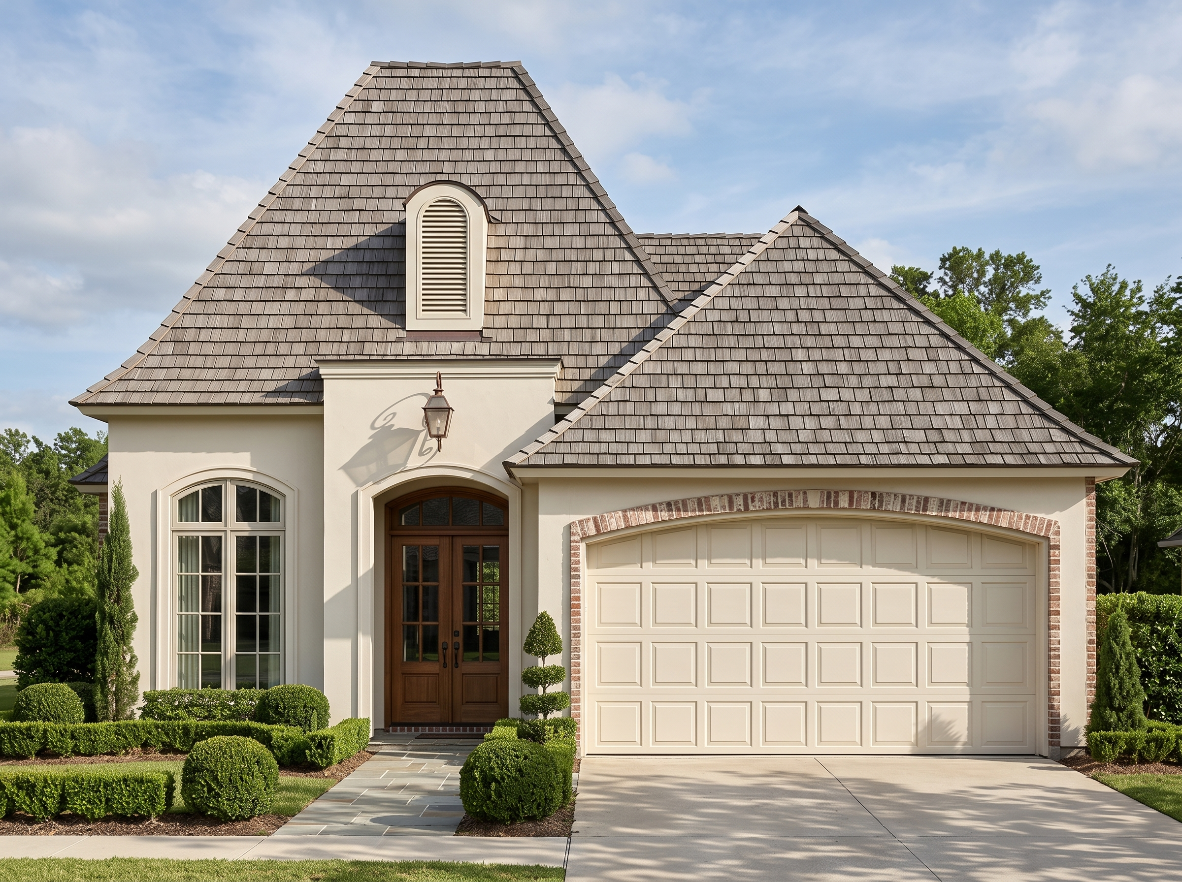Roanne house plan — front elevation render, Acadiana Home Design