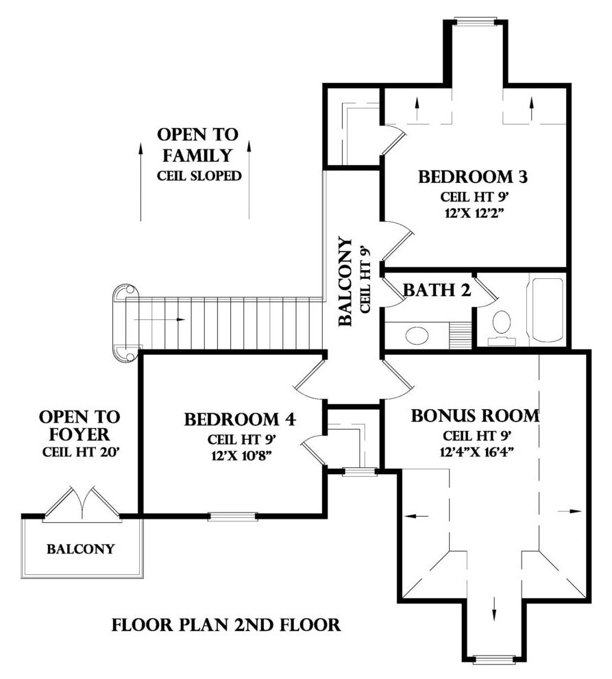Second Floor plan for the Royale house plan