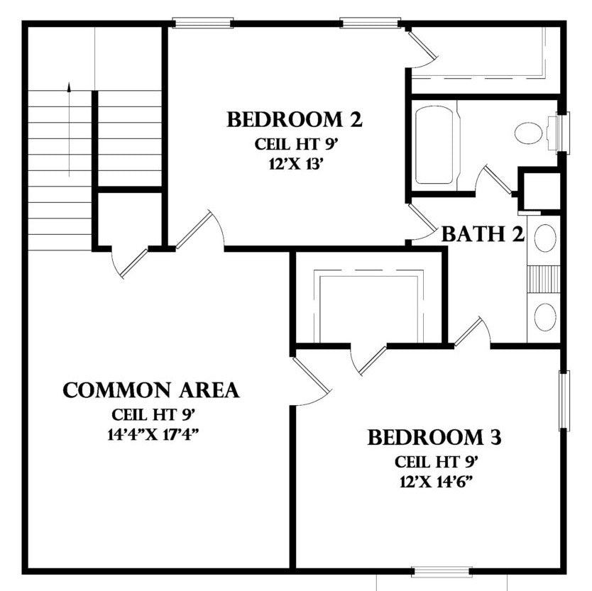 Second Floor plan for the Saint Loupe house plan