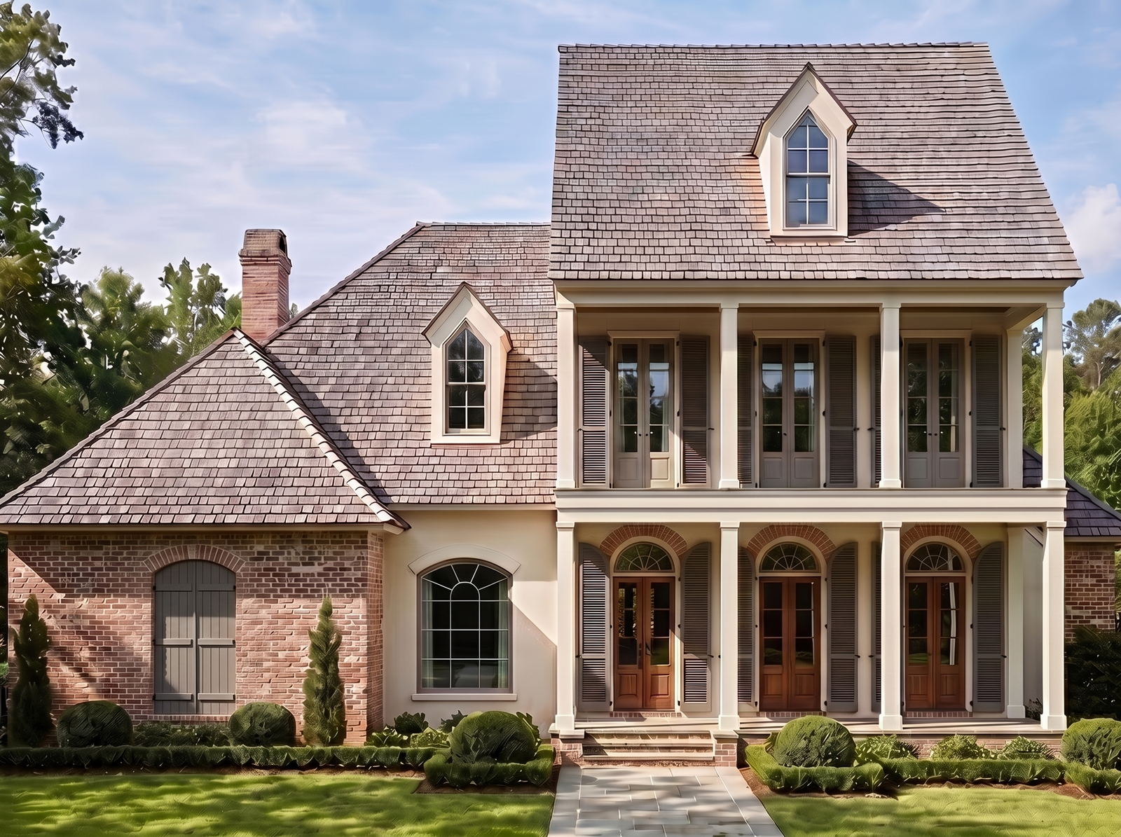 Saint Maid house plan — front elevation render, Acadiana Home Design
