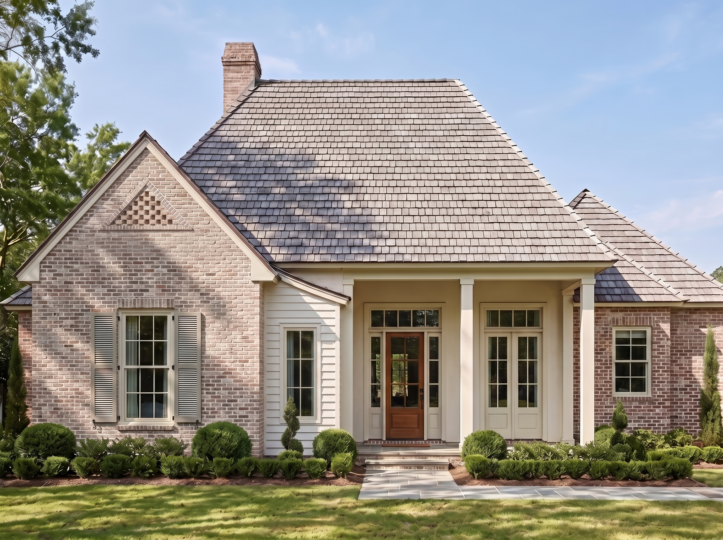 San Regis house plan — front elevation render, Acadiana Home Design