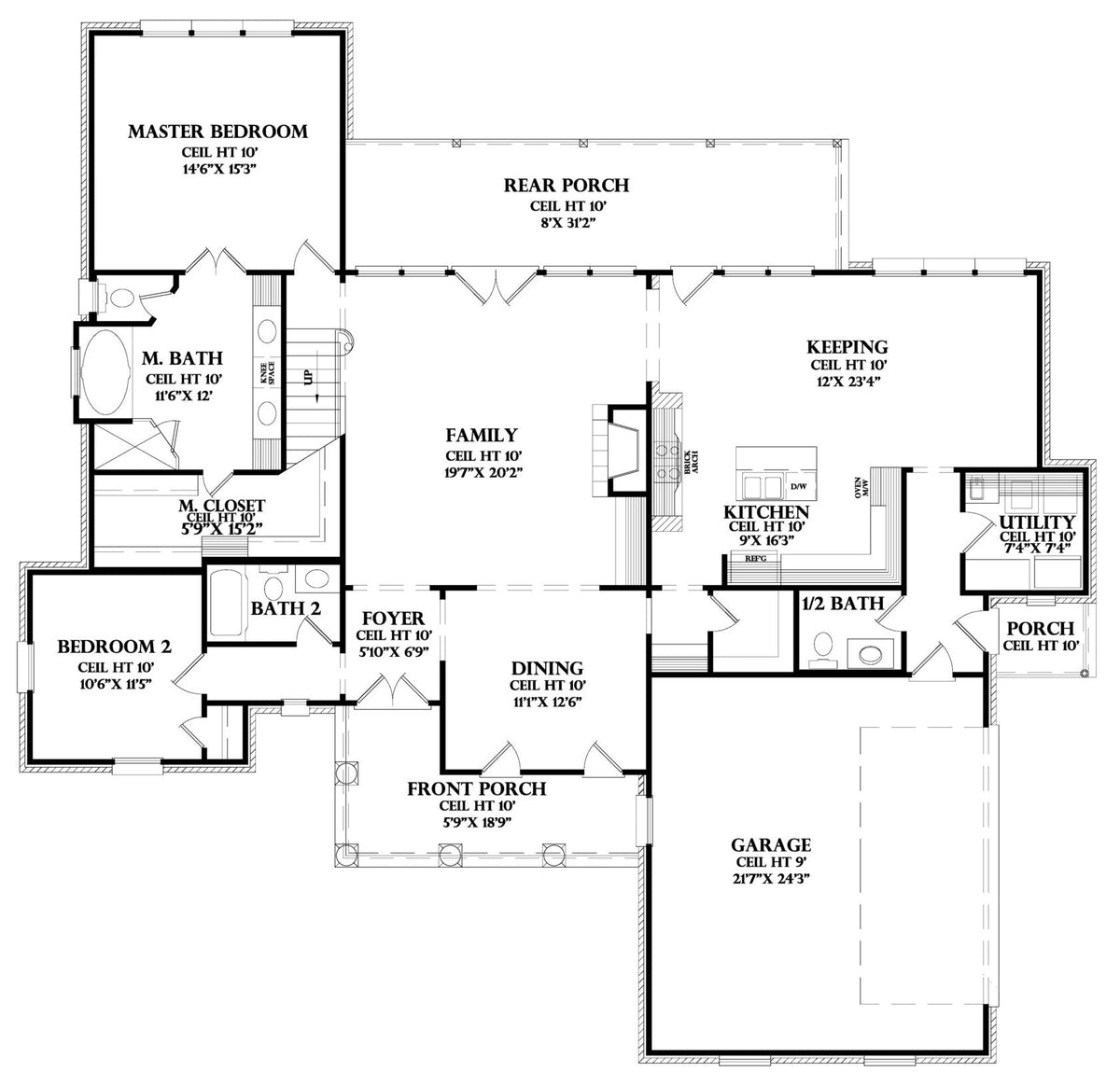 First Floor plan for the St. Charles house plan