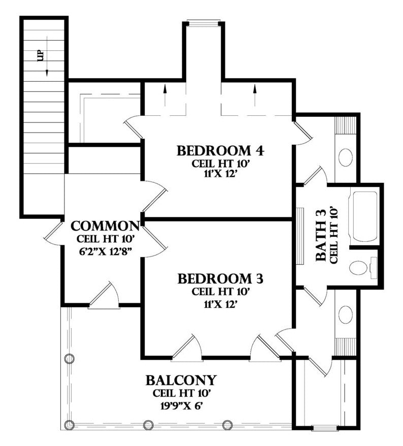Second Floor plan for the St. Charles house plan