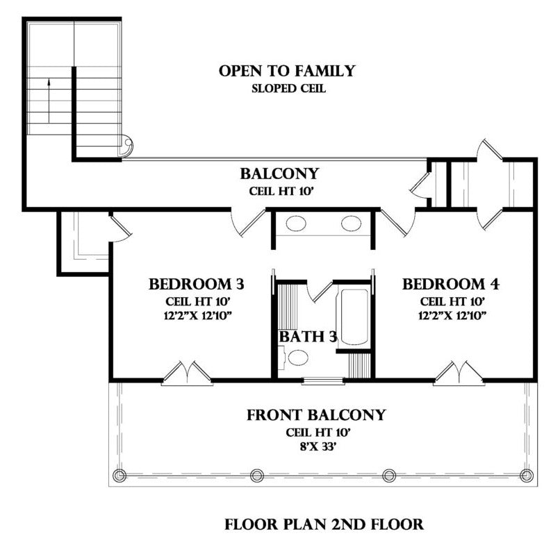 Second Floor plan for the Tennessus house plan