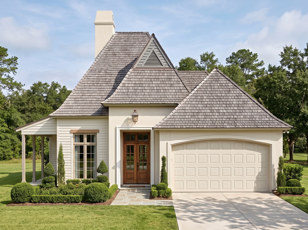 Tule house plan — front elevation render, Acadiana Home Design
