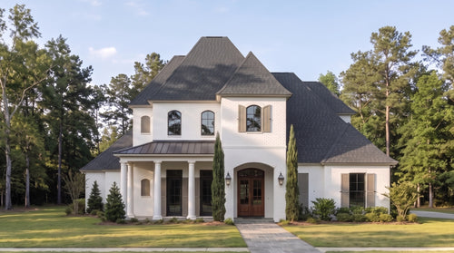 Plan 220122 — photorealistic front elevation, Acadiana Home Design