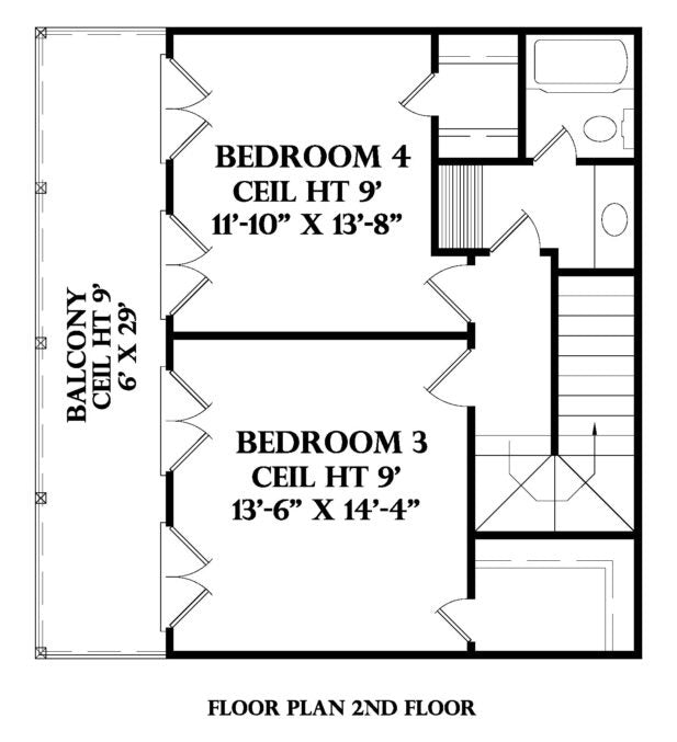 Second Floor plan for the Valois house plan