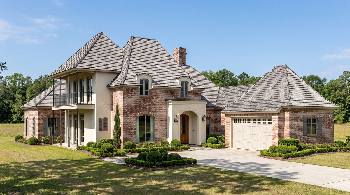 Valois house plan — front elevation render, Acadiana Home Design