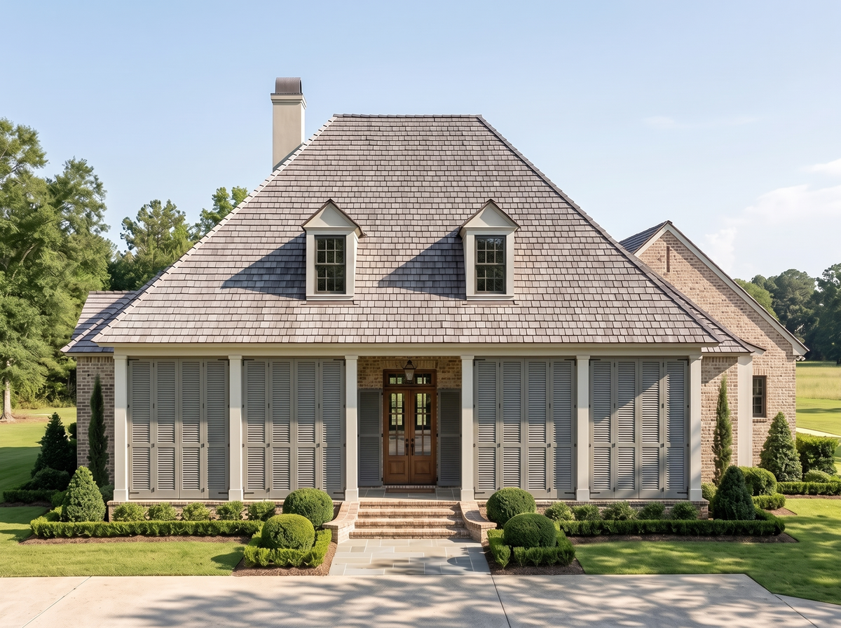 Villandry house plan — front elevation render, Acadiana Home Design