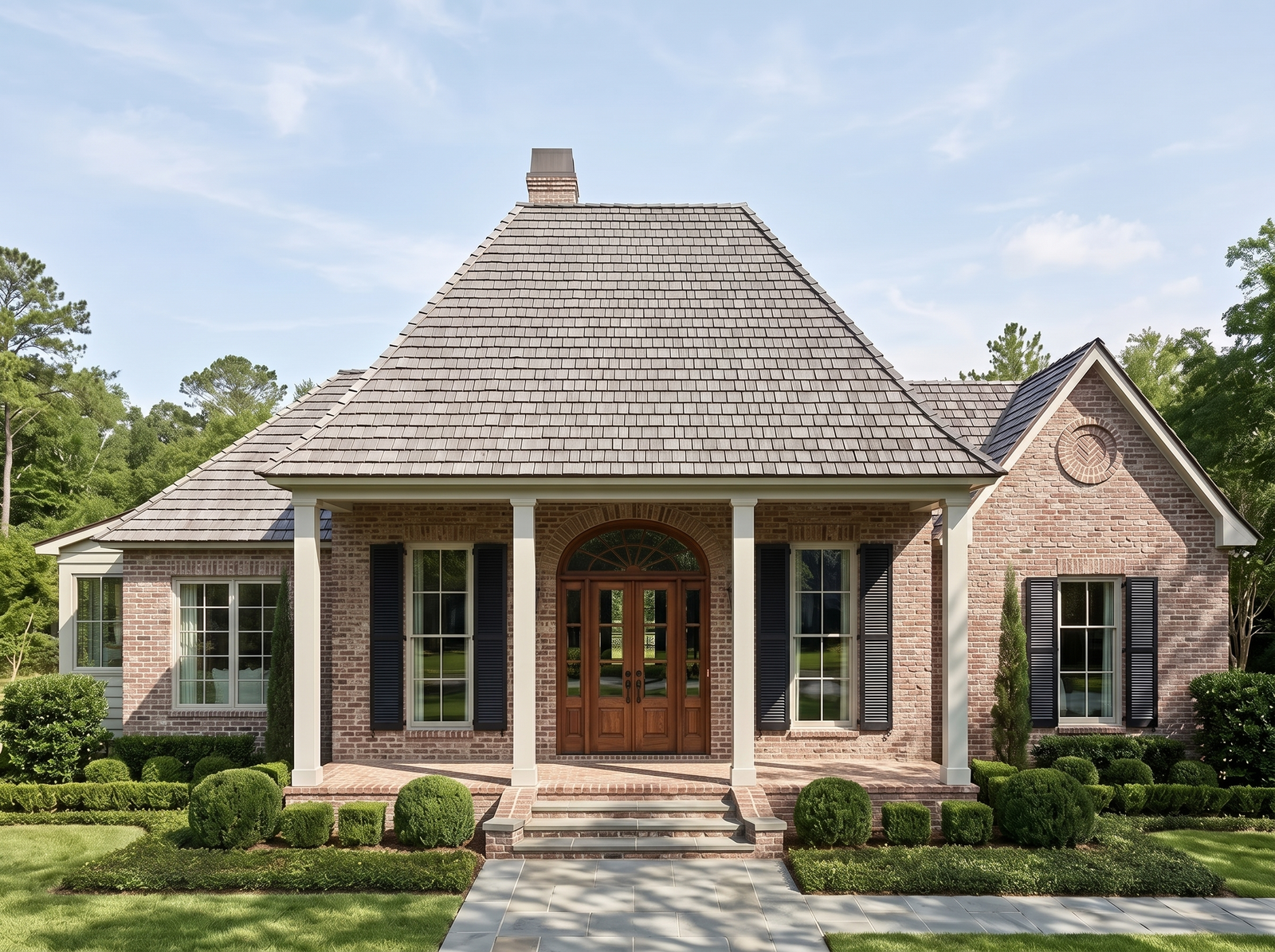 Viscount house plan — front elevation render, Acadiana Home Design