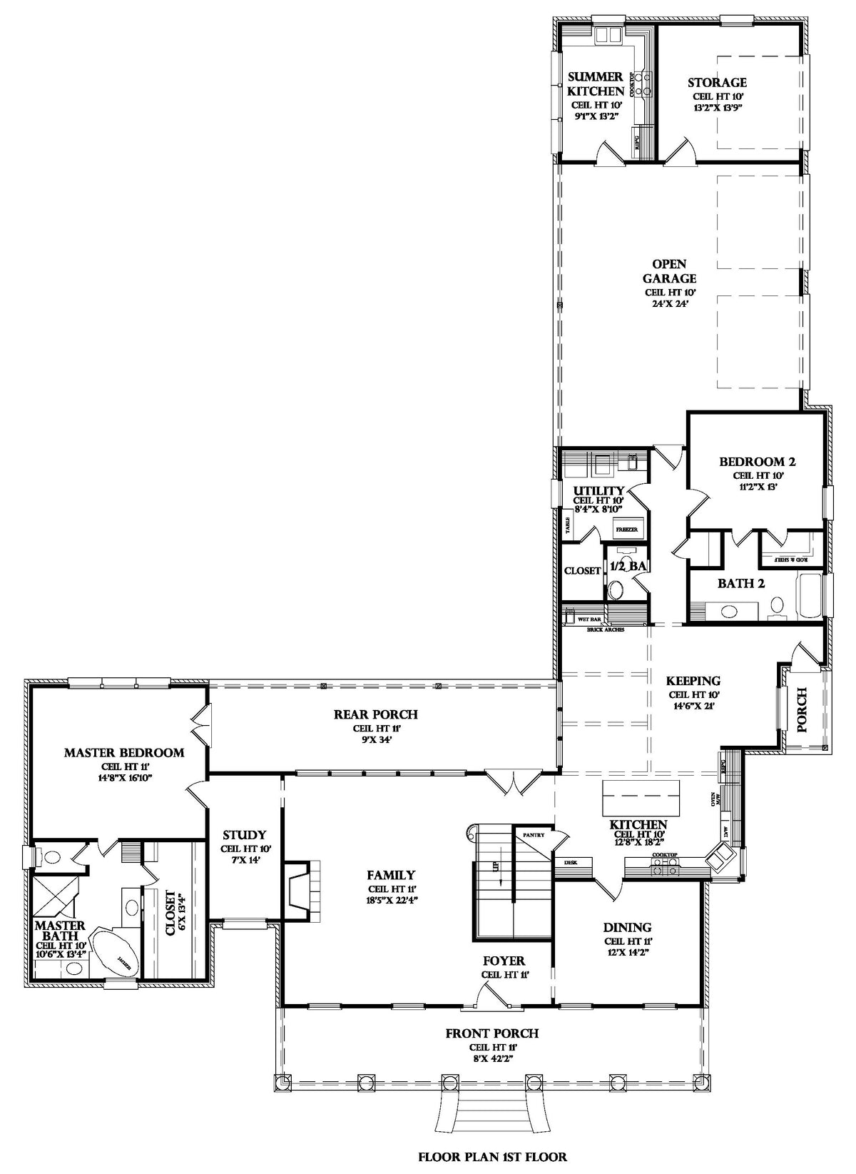 First Floor plan for the Vouvray house plan