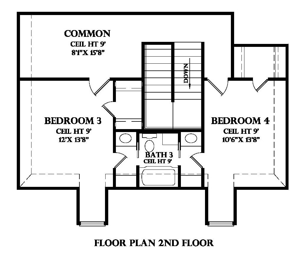 Second Floor plan for the Vouvray house plan